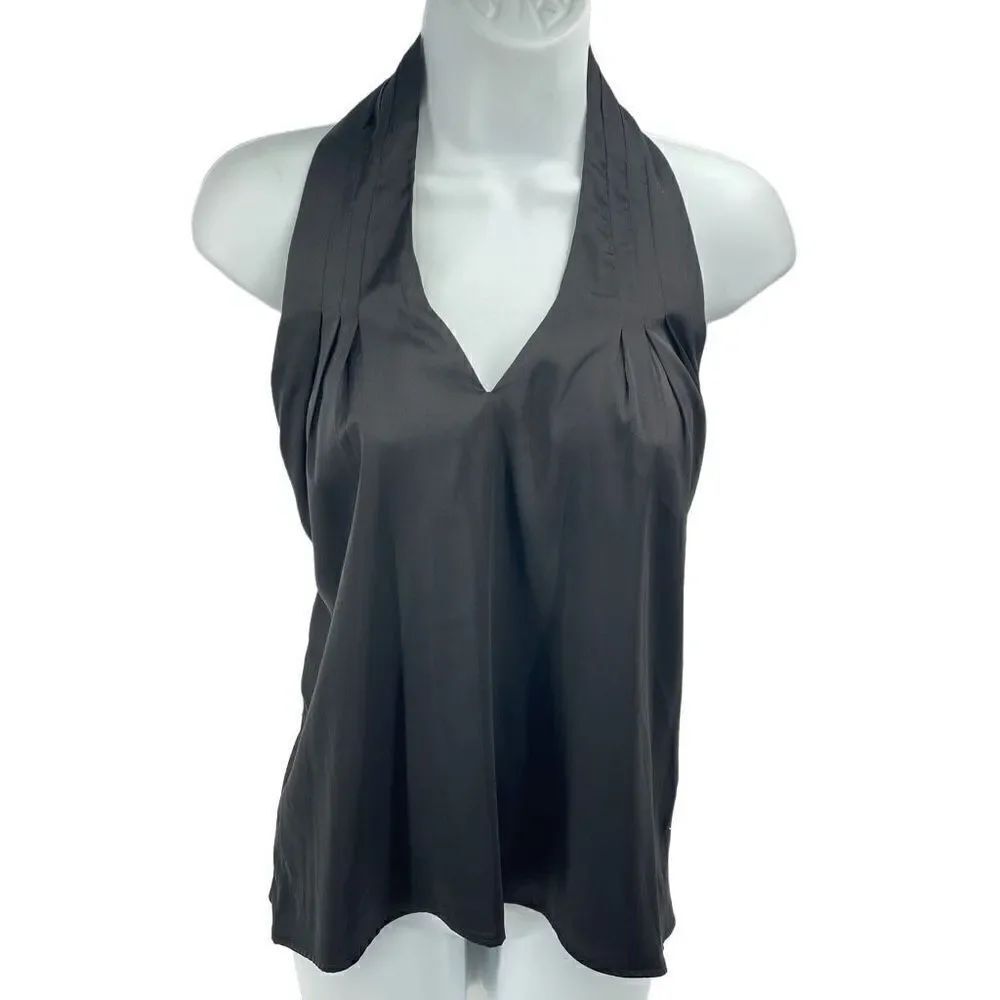 Superdown Womens Halter Neck Blouse Top Sleeveless Open Back V Neck Black Small